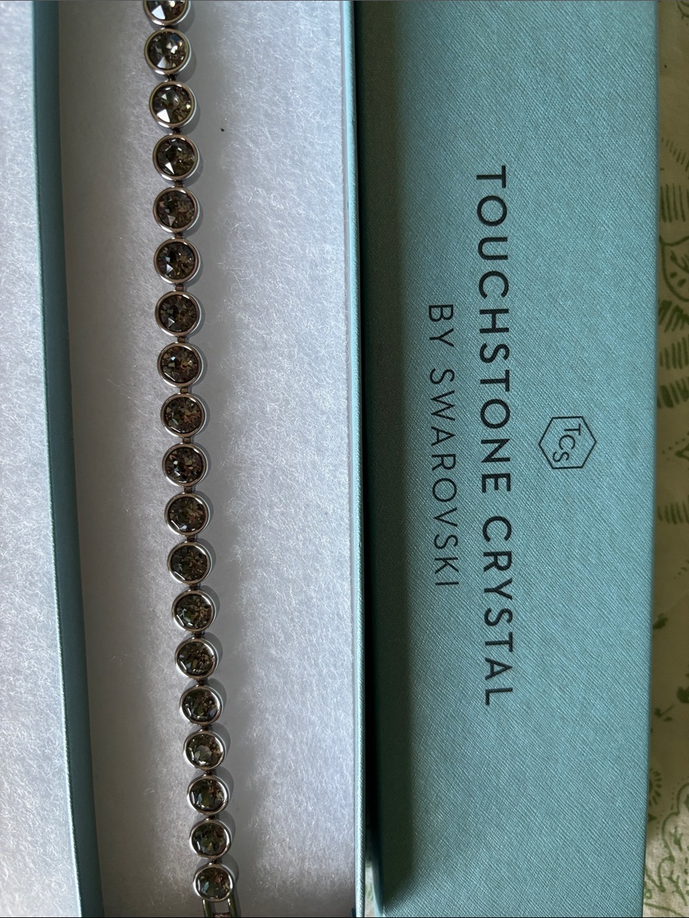 Touchstone Crystal Smoky Gray Round Crystal Tennis Bracelet